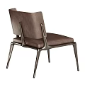 Modern Leisure Chair With Brown Beige Leather Seat And Black Metal Frame
