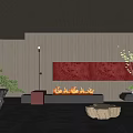 Modern Rest Area Hotel Homestay Reception Rest Area 3d model
