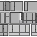 Multiple Window Styles With Different Frame Designs And Glass Panels 3d model