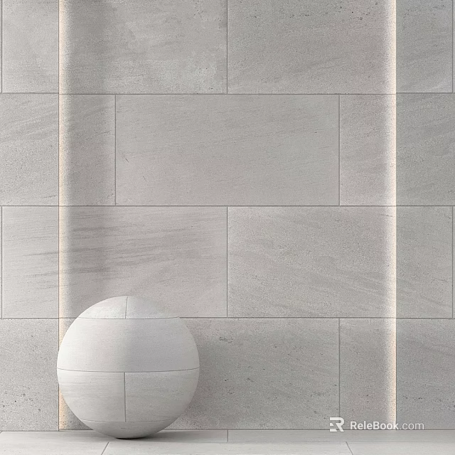 Modern Gray Textured Wall Components With White Spherical Decorative Element 3d model 