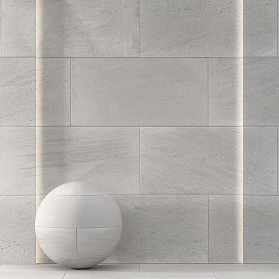 Modern Gray Textured Wall Components With White Spherical Decorative Element 3d model