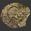 Natural Scenic Rocky Terrain With Lush Green Vegetation And Earthy Colors
