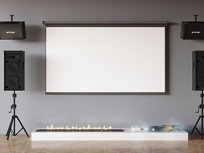 Projector Projection Curtain Wall-mounted Audio Bracket Audio Projection Equipment 3d model