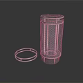 Modern Metal Mesh Cylindrical Container Structure With Circular Ring Accessory