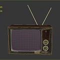 Vintage Computer Monitor With Wooden Case Color Test Pattern And Top Antennas