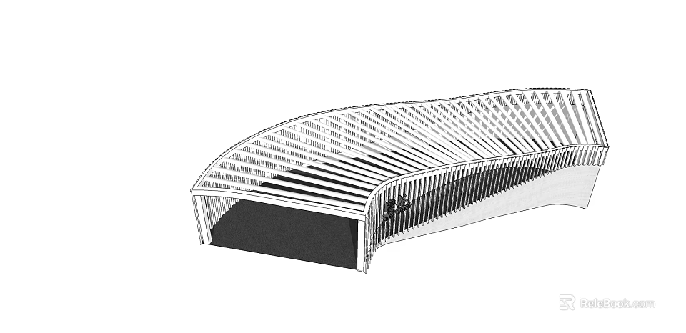 Modern Curved Pedestrian Structure With White Frame And Black Base 3d model 