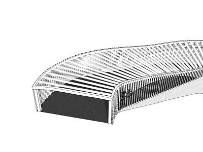 Modern Curved Pedestrian Structure With White Frame And Black Base 3d model