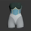 Shiny Green Metallic Corset With Silver Shorts Fashion Apparel Design