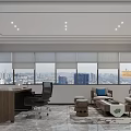 Spacious Modern Office Interior With Large Windows And Comfortable Seating 3d model