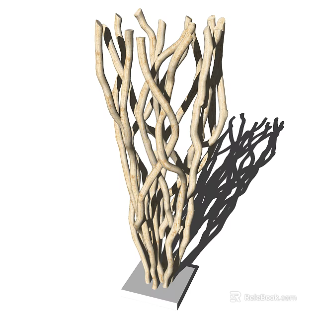 Decorative Ornament Set with Intertwined Natural Branches for Modern Home Interior Decoration 3d model 