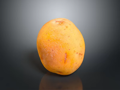 Ripe Yellow Mango with Smooth Skin and Red Spots on Black Background with Reflection 3d model