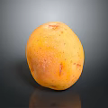 Ripe Yellow Mango with Smooth Skin and Red Spots on Black Background with Reflection