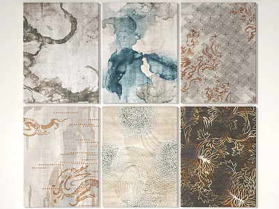 Artistic Square Rugs With Various Patterns And Colorful Designs For Home Decor 3d model