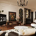 Cozy Retro French Style Open Plan Living And Dining Room With Exquisite Home Interior Design