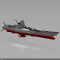 Detailed Military Warship 3D Model Featuring Silver Red Hull And Missile Weapon System