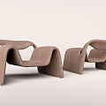 Modern Light Brown Leisure Chairs With Curved Design And Unique Modern Style