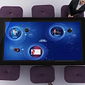 Specialty Store Interactive Table with Blue Screen Bottles Purple Stools and People