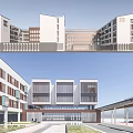 Modern Multi Story School Building With White Brown Facade And Large Windows