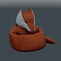 Fox Shaped Orange Bean Bag Chair With White Ears Face And Tail Design
