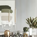 Elegant Decorative Ornament Set With Wall Art Candles Glass Vase Succulent Protea And Metal Accents