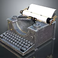 Vintage Typewriter With Classic Keyboard And Rolled Paper On Shiny Surface