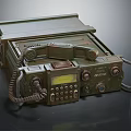 Vintage Military Portable Communication Radio With Handset And Control Buttons