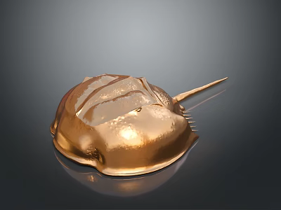 Detailed Golden Marine Horseshoe Crab With Shiny Carapace And Pointed Telson 3d model