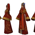 Modern Game Character Ancient Red Makeup Bride 3d model