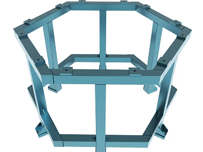 Blue Octagonal Metal Frame Structure With Sturdy Support Legs For Industrial Use 3d model