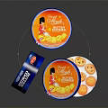 Delicious Butter Cookies In Round Blue Orange Tins With Girl Illustration