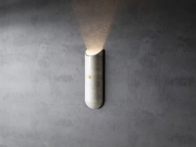 Modern Wall Lamp Mounted on Grey Concrete Wall Emitting Soft Light Illuminating Space 3d model