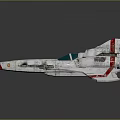 Silver And Red Striped Spacecraft Model With Blue Cockpit For Aerospace Exploration