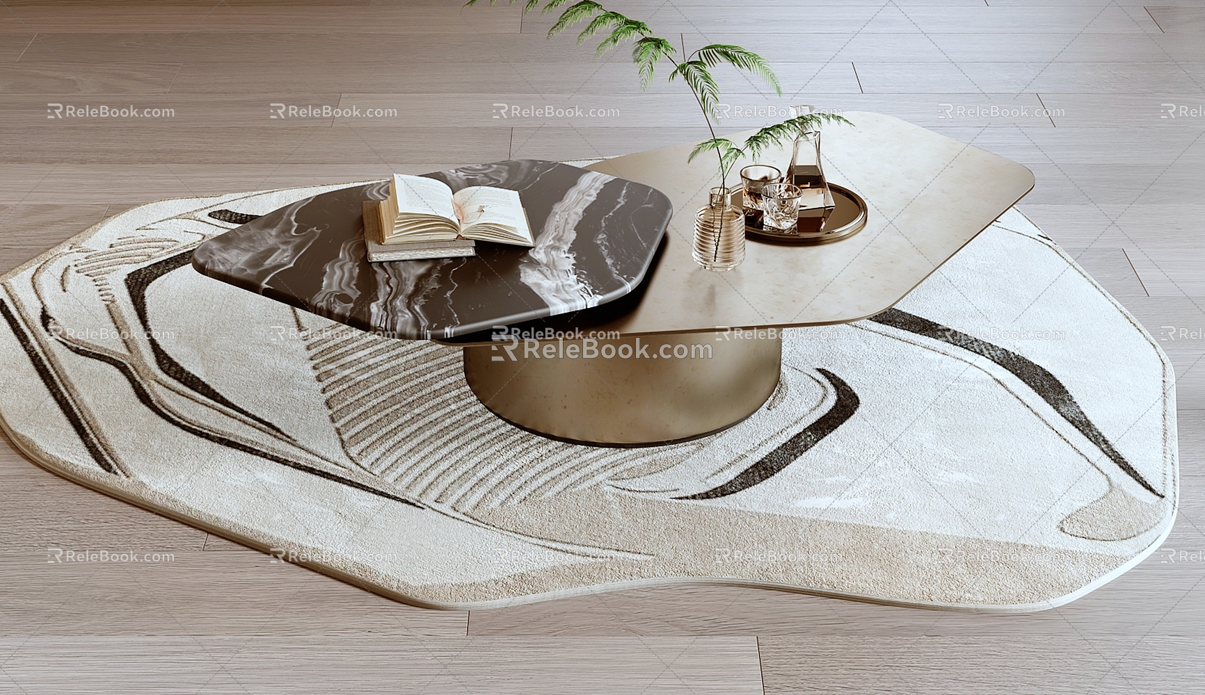 medieval coffee table metal coffee table marble coffee table medieval carpet 3d model