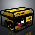 Yellow 4000 Watts Portable Generator With Black Frame And Control Panel 3d model