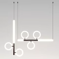 Modern Chandelier Designs with Multiple Circular Light Rings and Metal Hanging Frames 3d model
