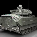 Armored Military Tank With Turret Cannon Tracks And Top Equipment