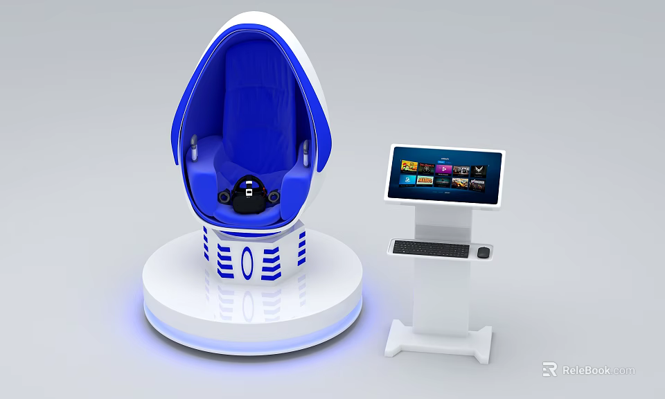 Futuristic Egg Shaped Tech Seat With Control Console And Touch Screen 3d model 