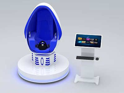 Futuristic Egg Shaped Tech Seat With Control Console And Touch Screen 3d model
