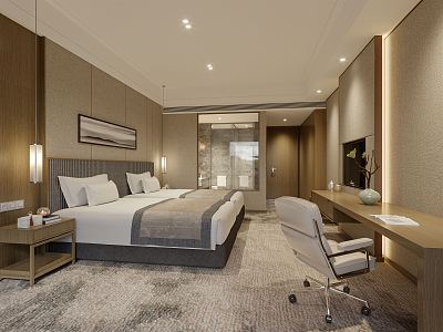 New Chinese Room Hotel Standard Room 3d model