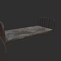 Old Double Bed with Metal Frame and Worn Mattress Design 3d model