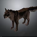 3D Striped Cat Model With Standing Pose Pointed Ears And Bushy Tail Design