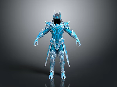 Detailed Frost Ice Warrior Character With Crystal Armor And Spiked Design 3d model