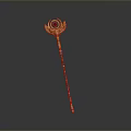 Golden Sculpture Carving Scepter With Blue Gem Wing Design And Red Gold Stripes