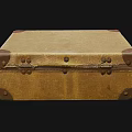 Vintage Suitcase With Fabric Exterior Leather Corners And Metal Lock Handle