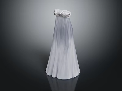 Elegant White Long Dress With Decorative Ruffled Top And Flowing Gradient Skirt 3d model