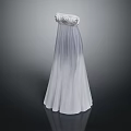 Elegant White Long Dress With Decorative Ruffled Top And Flowing Gradient Skirt
