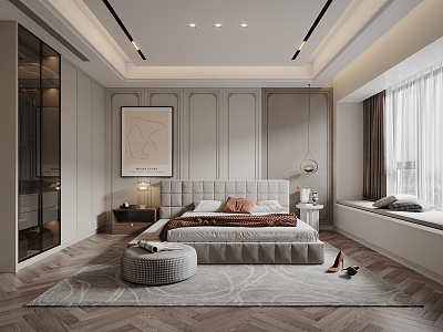 American Style Simple Master Bedroom for Parents model