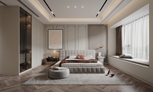 American Style Simple Master Bedroom for Parents 3d model