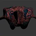 Sleeveless Paisley Pattern Jumpsuit With Vibrant Red Blue Design And Waist Belt