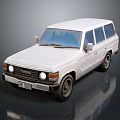 White Toyota Off Road Vehicle With Classic Design And Reflective Exterior
